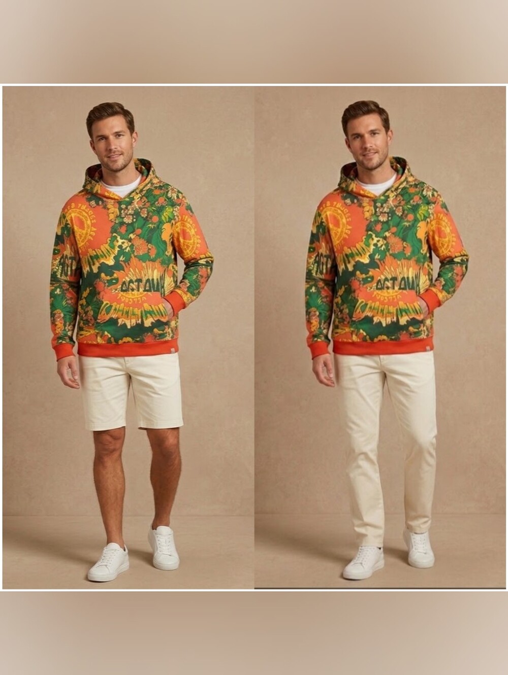 $118 AGTAWH Men's Floral Hoodie Multi Color Hoodie